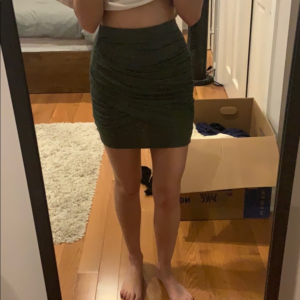 Missguided High Waisted Olive Green Mini Skirt US2